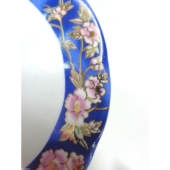 VTG Blue White 6oz DEMITASSE Espresso TEA CUP & SAUCER Pink Gold Floral TR Mark - Picture 4 of 8